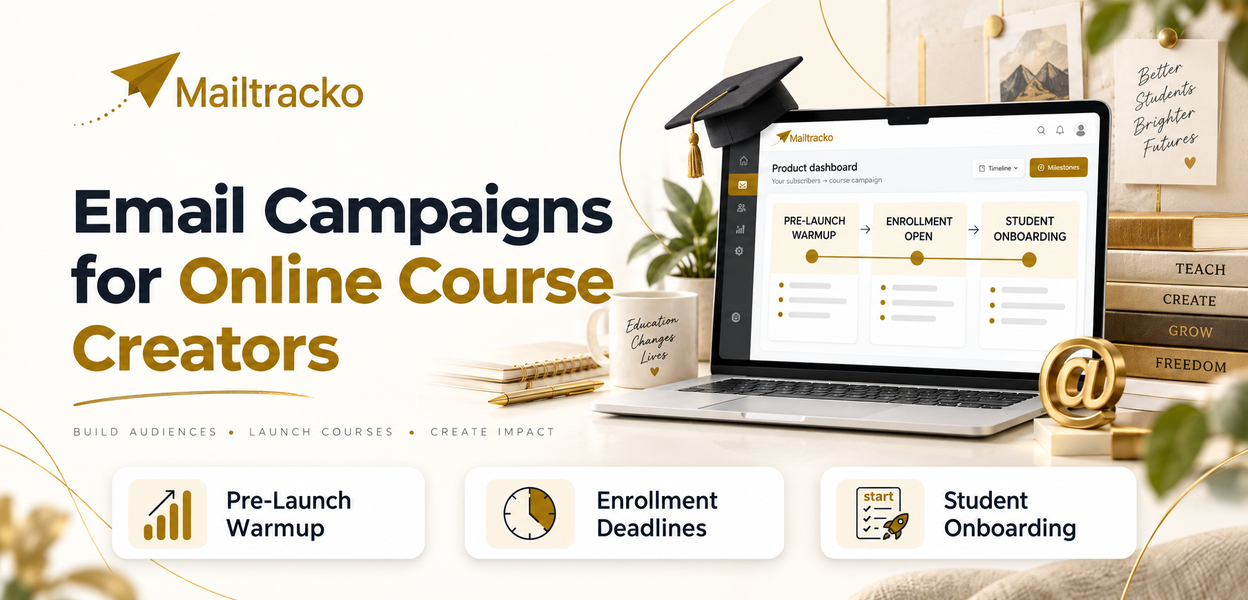 Online course creator planning email campaigns