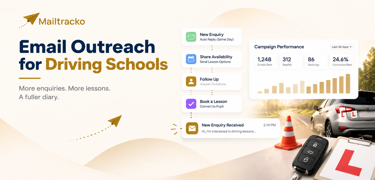 Driving instructor managing bookings by email
