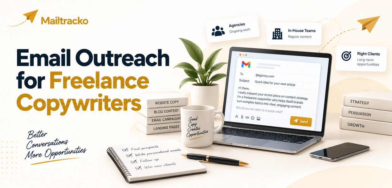 Freelance copywriter sending client outreach emails