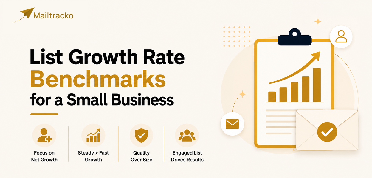 Email list growth chart for a small business