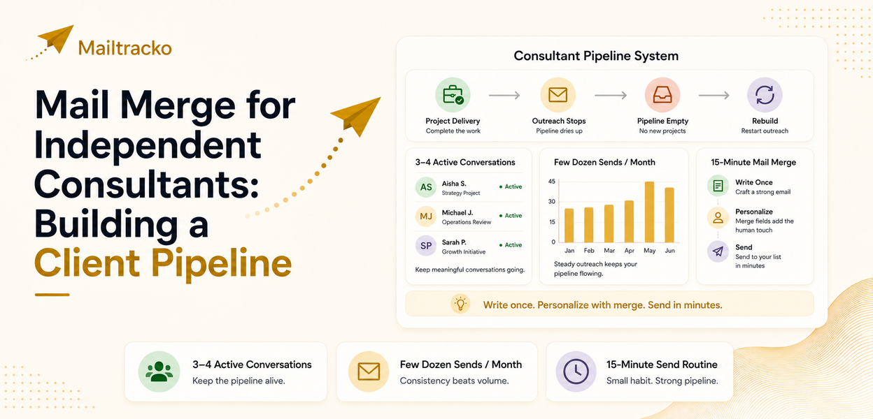 Independent consultant planning client outreach