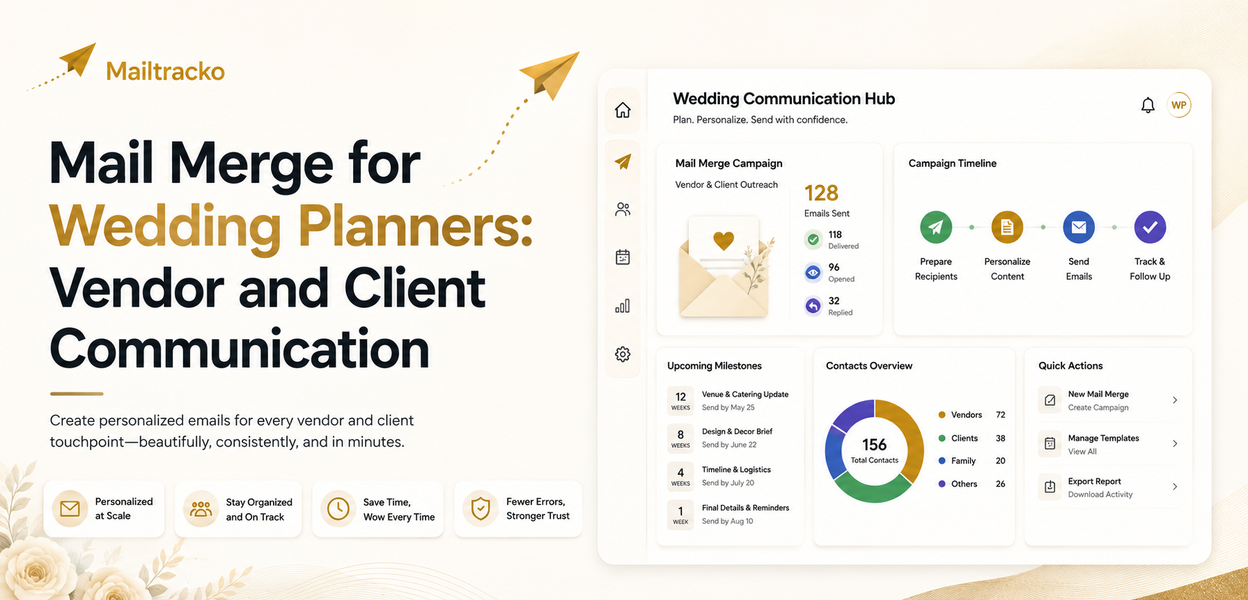 Wedding planner coordinating vendors by email