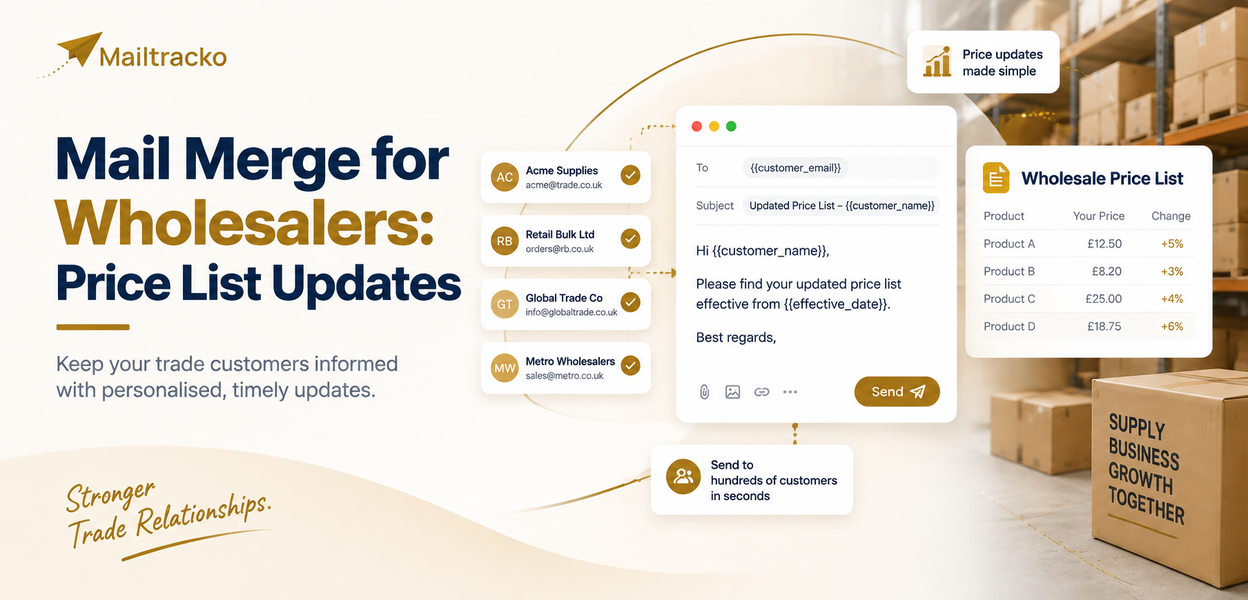 Wholesaler sending price list updates to trade customers